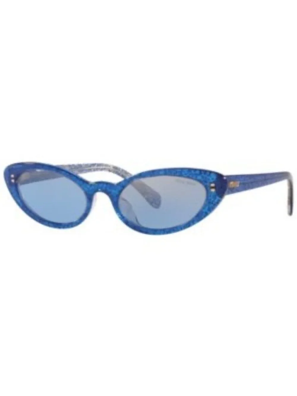 Miu Miu MU 09US 1452B2 blue glitter cat-eye sunglasses